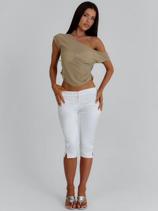 ALEXUS LONGLINE TOP TAN