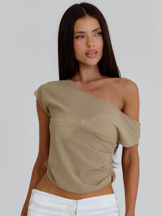 ALEXUS LONGLINE TOP TAN