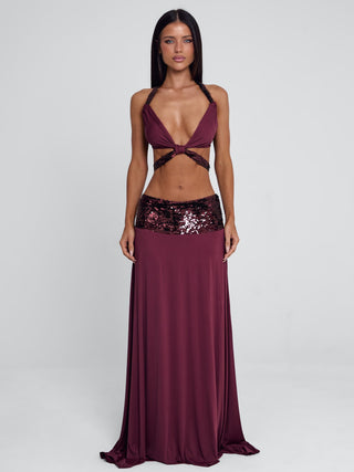 ALUNA MAXI SKIRT BURGUNDY
