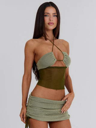 AUBRI TOP KHAKI Crop Top 