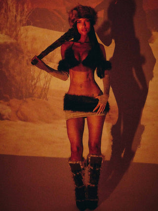 CAVEWOMAN MICRO MINI SKIRT BROWN Mini Skirt 
