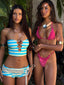 CHARLIE SWIM TOP BLUE YELLOW STRIPE Bikini Top 