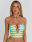 CHARLIE SWIM TOP BLUE YELLOW STRIPE Bikini Top 