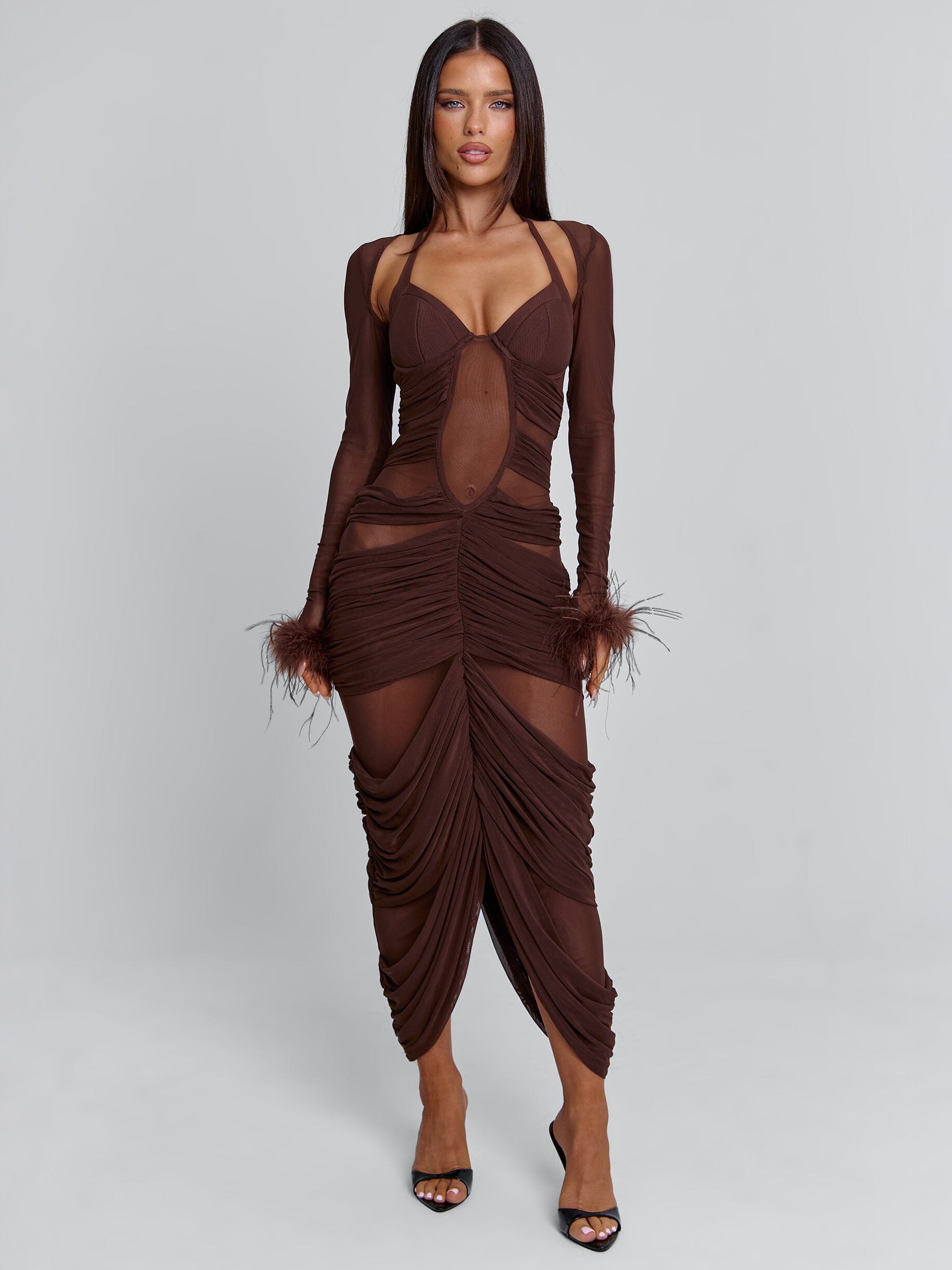 Cherrey Maxi Dress Chocolate | Outcast UK
