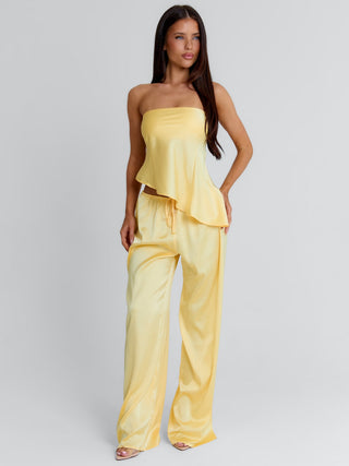 CLOVELLY SATIN PANTS YELLOW Pants 