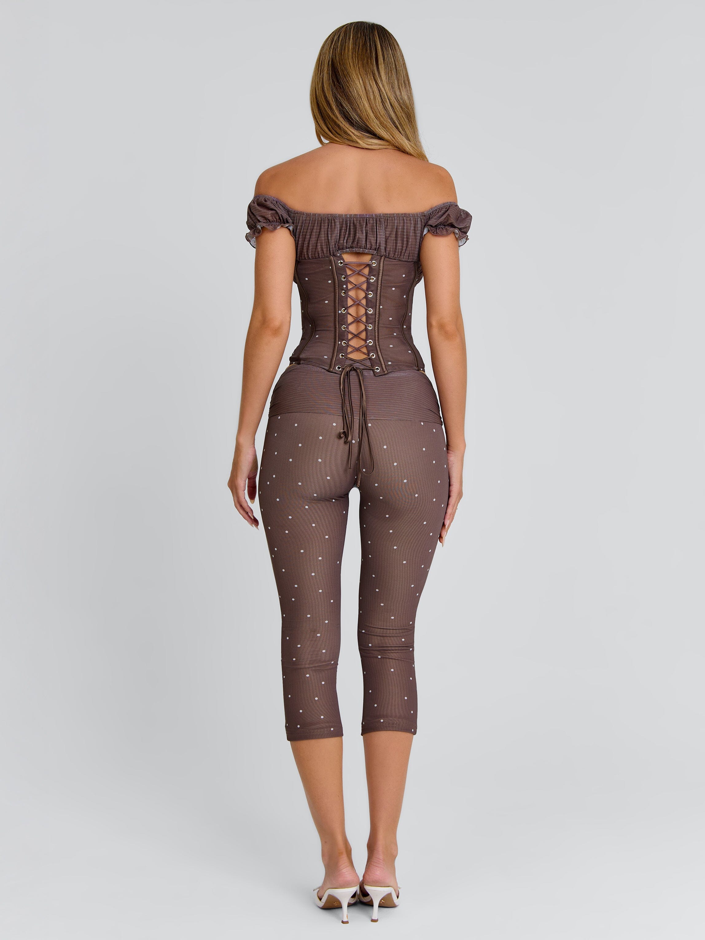 Corala Capri Pants Chocolate Polka Dot | Outcast UK