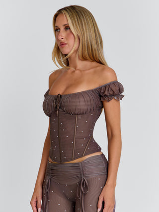 CORALA CORSET TOP CHOCOLATE POLKA DOT Corset 