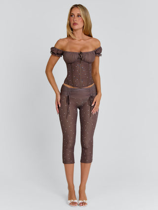 CORALA CORSET TOP CHOCOLATE POLKA DOT Corset 