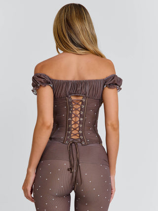 CORALA CORSET TOP CHOCOLATE POLKA DOT Corset 