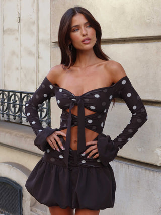 ELYSHA MINI DRESS CHOC POLKA DOT Mini Dress 