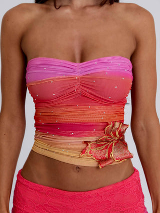 HALLIE TOP OCEAN SUNSET Crop Top 