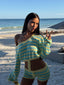 HATTIE TOP BLUE AND YELLOW STRIPE Crop Top 