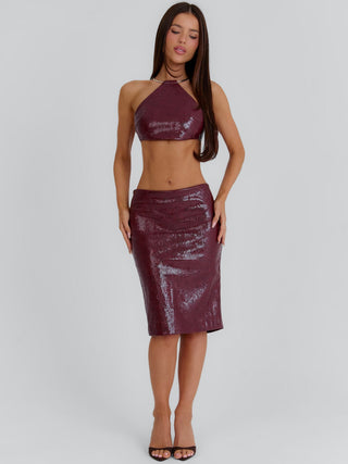 JAMEELA MIDI SKIRT BURGUNDY Midi Skirt 