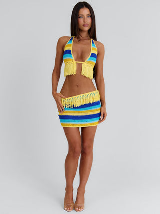 JULEAH MINI SKIRT YELLOW STRIPE Mini Skirt 