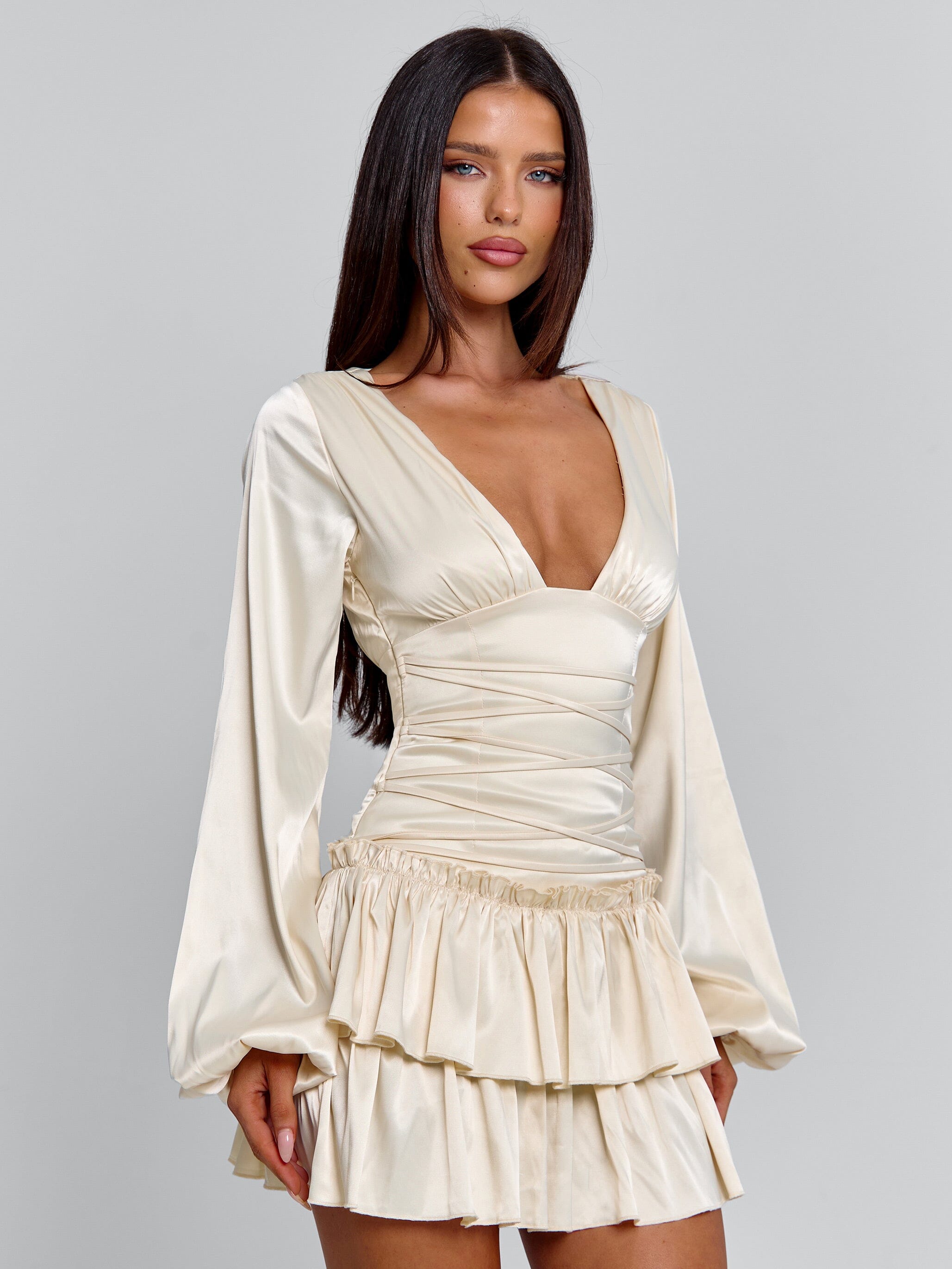 Karmin Mini Dress Ivory | Outcast UK