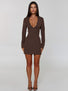 KESSIA MINI DRESS BROWN PINSTRIPE Mini Dress 