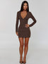 KESSIA MINI DRESS BROWN PINSTRIPE Mini Dress 