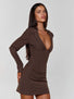 KESSIA MINI DRESS BROWN PINSTRIPE Mini Dress 