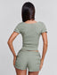LIZA SHORT GREEN PINSTRIPE Shorts 