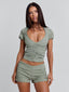 LIZA SHORT GREEN PINSTRIPE Shorts 