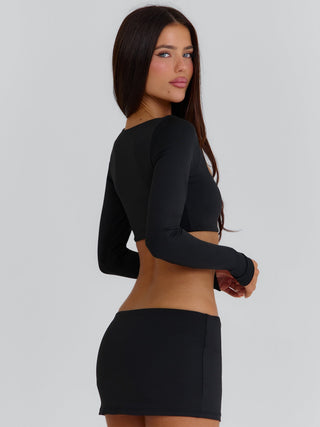 LURE LONG SLEEVE TOP BLACK Crop Top 