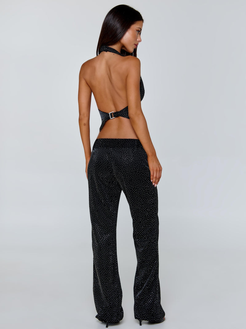 MARIAIS WAISTCOAT BLACK SPARKLE Crop Top 