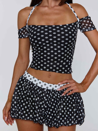 MARLOWE TOP BLACK POLKA DOT Crop Top 