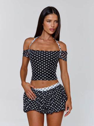 MARLOWE TOP BLACK POLKA DOT Crop Top 