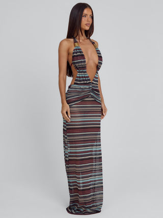 MIRAI MAXI DRESS BROWN STRIPE Maxi Dress 