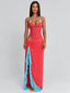 MIRANDA MAXI DRESS CORAL AND BLUE Maxi Dress 