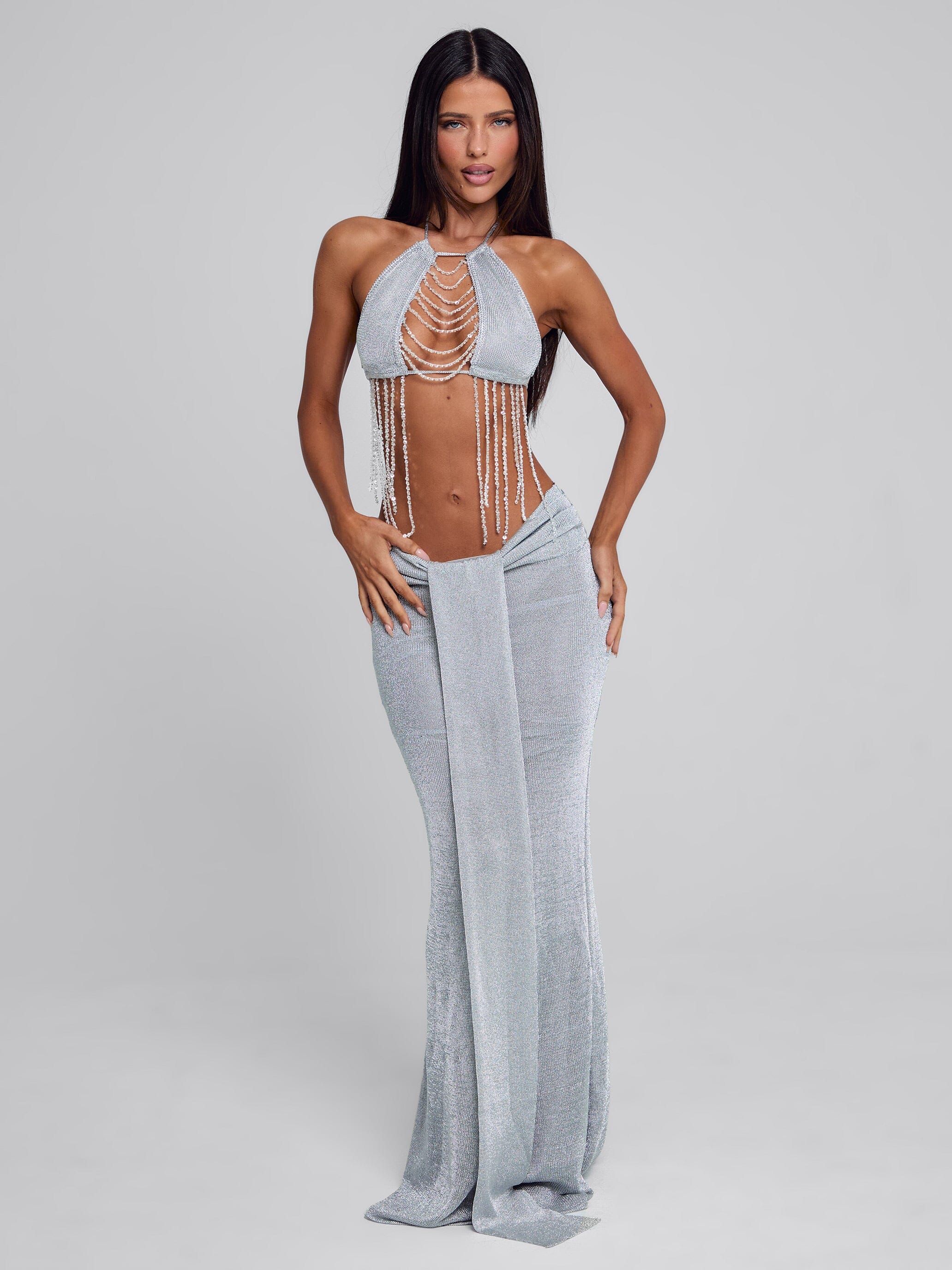 Nivra Maxi Skirt Silver | Outcast UK