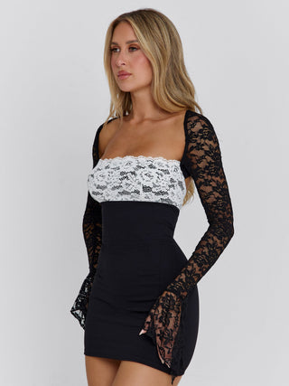 OMERA MINI DRESS BLACK WHITE Mini Dress 