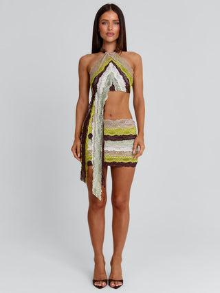 OSLO MINI SKIRT GREEN STRIPE Mini Skirt 