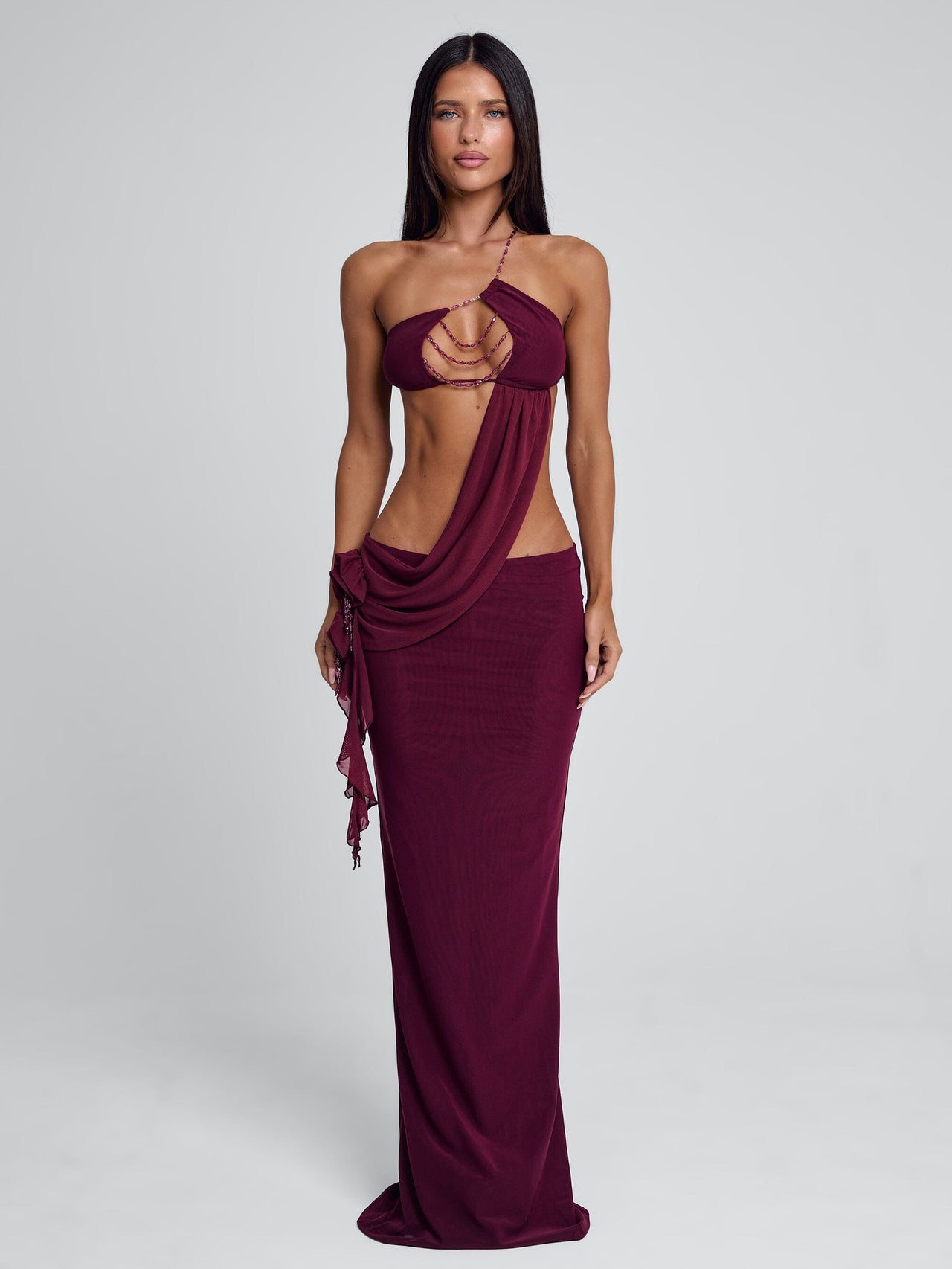 Raer Maxi Dress Burgundy | Outcast UK Raer Maxi Dress Burgundy | Outcast UK