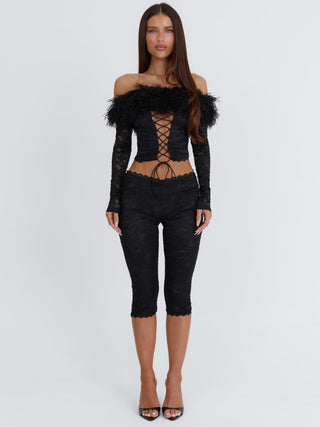RHACHEL LONG SLEEVE TOP BLACK Crop Top 