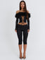 RHACHEL LONG SLEEVE TOP BLACK Crop Top 
