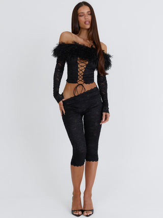 RHACHEL LONG SLEEVE TOP BLACK Crop Top 