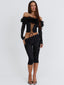 RHACHEL LONG SLEEVE TOP BLACK Crop Top 