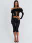 RHACHEL LONG SLEEVE TOP BLACK Crop Top 