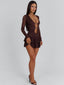 SANTANA LONG SLEEVE MINI DRESS CHOCOLATE Mini Dress 