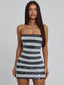 TAHIRA MINI DRESS BLACK STRIPE Mini Dress 