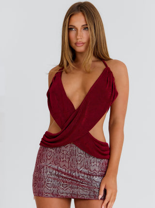 TAMANNA MINI DRESS DEEP RED Mini Dress 