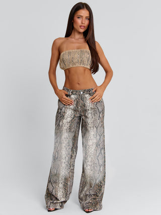 ZERIAH TOP SNAKE PRINT Crop Top 